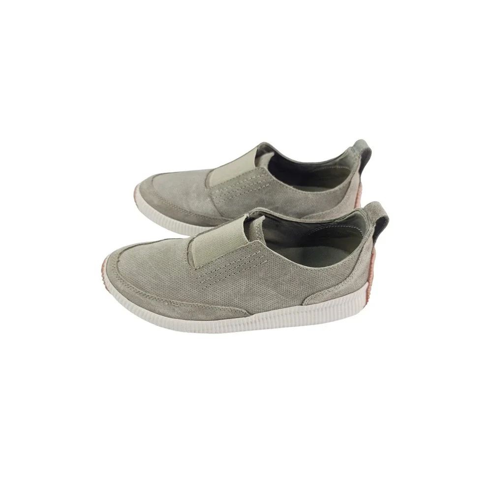 Sorel, Fabric Slip-On Sneakers, Women's, Size 7, Olive Green‎ Color.